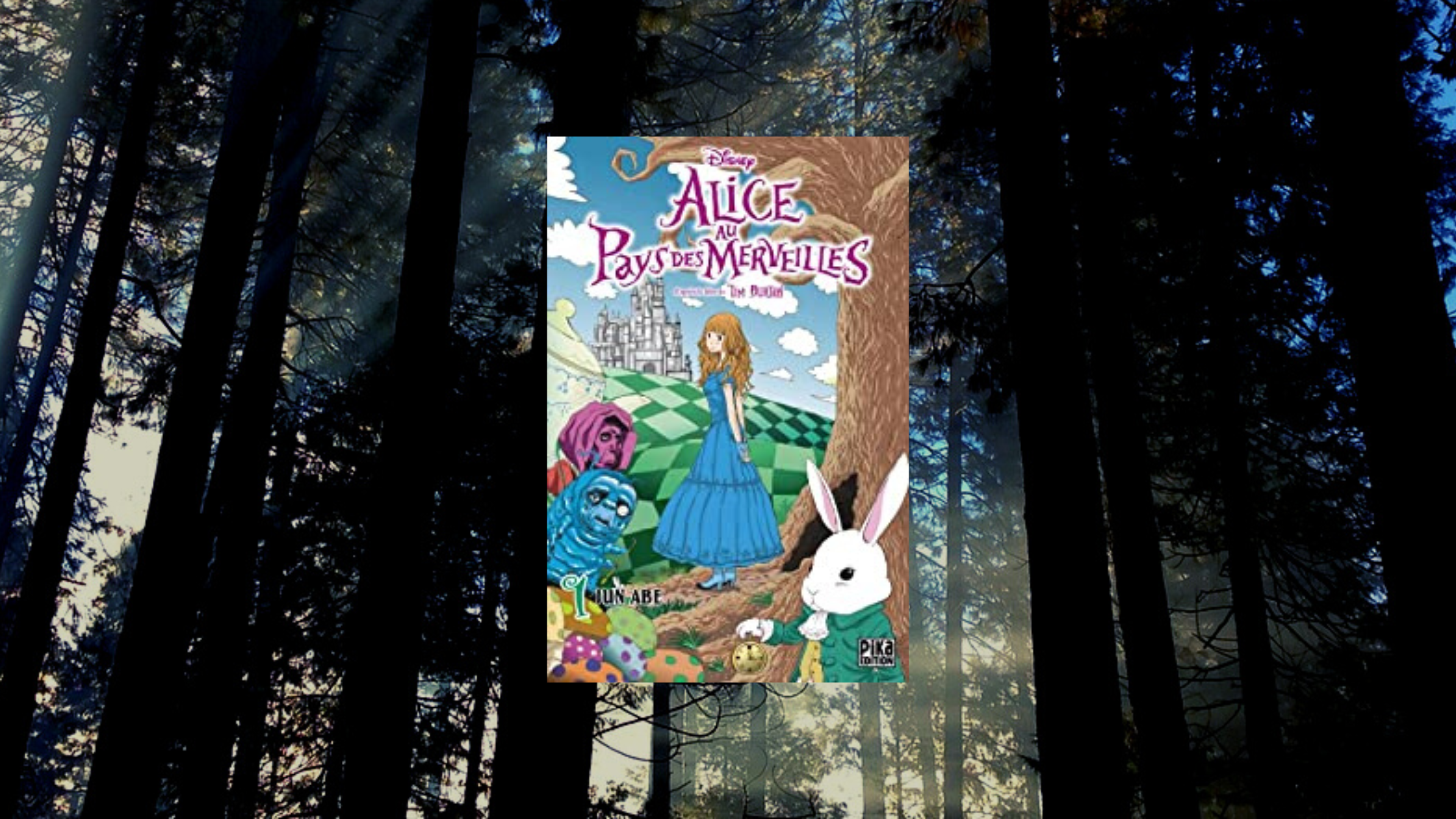 L'image montre une couverture de livre avec le titre "Alice au Pays des Merveilles (vol 1) - Jun ABE". Il s'agit probablement d'une adaptation ou d'une interprétation par Jun ABE de l'œuvre classique de Lewis Carroll.